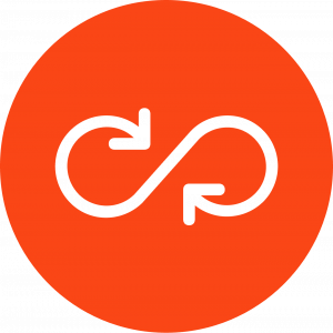 Graphic of infinity symbol with arrows pointing to the intersection