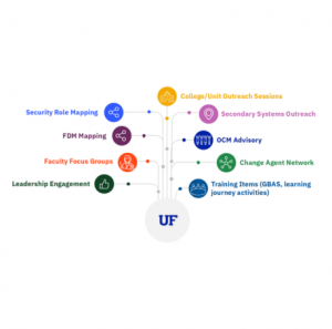 Tree graphic of different areas Empowering UF is connected with
